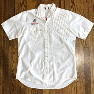 Vintage PAST Winchester Ammo Shooting Shirt Padded Shoulder - L - White